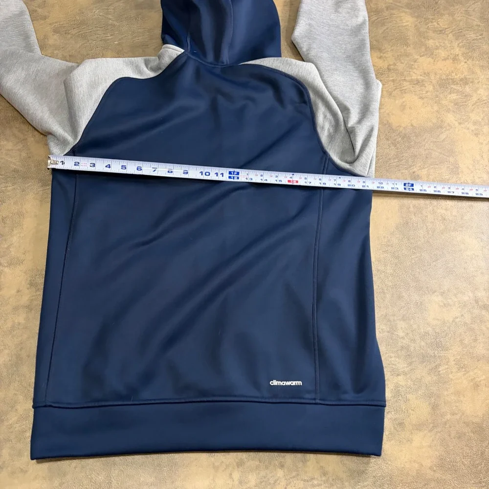 Adidas Full Zip Hoodie Mens Size‎ M Blue Gray Climawarm Fleece Raglan Jacket